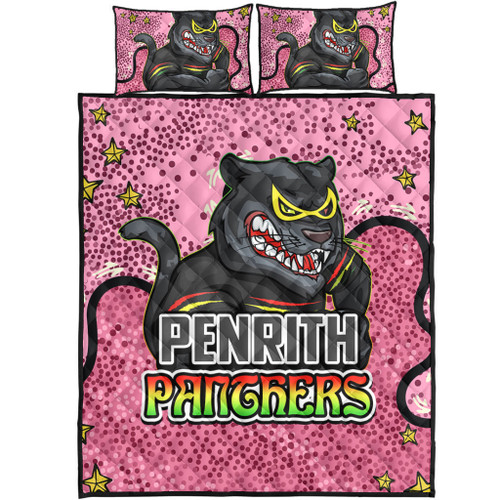 Penrith Panthers Custom Quilt Bed Set - Team With Dot And Star Patterns For Tough Fan Quilt Bed Set Penrith Panthers Custom Quilt Bed Set - Team With Dot And Star Patterns For Tough Fan Quilt Bed Set