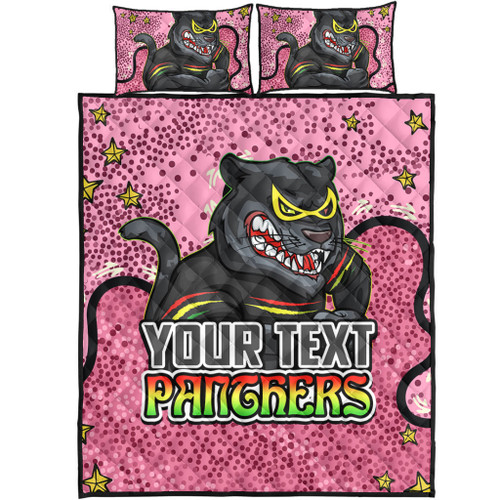 Penrith Panthers Custom Quilt Bed Set - Team With Dot And Star Patterns For Tough Fan Quilt Bed Set Penrith Panthers Custom Quilt Bed Set - Team With Dot And Star Patterns For Tough Fan Quilt Bed Set