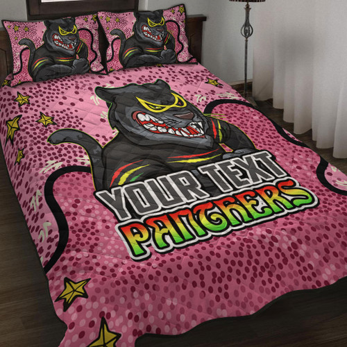 Penrith Panthers Custom Quilt Bed Set - Team With Dot And Star Patterns For Tough Fan Quilt Bed Set Penrith Panthers Custom Quilt Bed Set - Team With Dot And Star Patterns For Tough Fan Quilt Bed Set