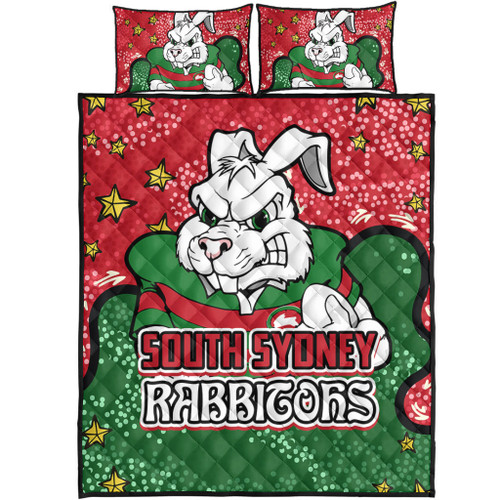 South Sydney Rabbitohs Quilt Bed Set - Team With Dot And Star Patterns For Tough Fan Quilt Bed Set South Sydney Rabbitohs Quilt Bed Set - Team With Dot And Star Patterns For Tough Fan Quilt Bed Set