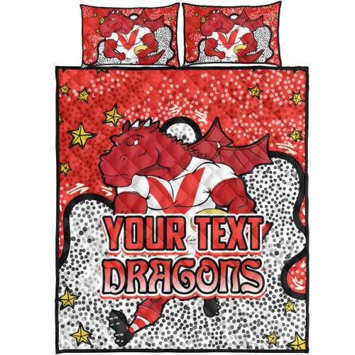 St. George Illawarra Dragons Custom Quilt Bed Set - Team With Dot And Star Patterns For Tough Fan Quilt Bed Set St. George Illawarra Dragons Custom Quilt Bed Set - Team With Dot And Star Patterns For Tough Fan Quilt Bed Set