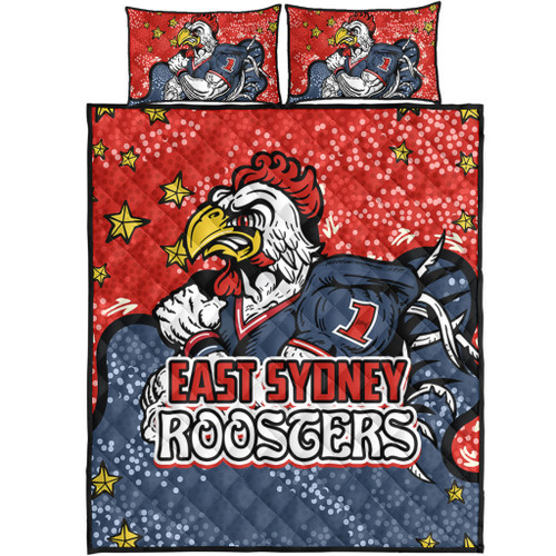 Sydney Roosters Custom Quilt Bed Set - Team With Dot And Star Patterns For Tough Fan Quilt Bed Set Sydney Roosters Custom Quilt Bed Set - Team With Dot And Star Patterns For Tough Fan Quilt Bed Set