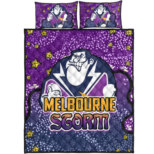 Melbourne Storm Custom Quilt Bed Set - Team With Dot And Star Patterns For Tough Fan Quilt Bed Set Melbourne Storm Custom Quilt Bed Set - Team With Dot And Star Patterns For Tough Fan Quilt Bed Set