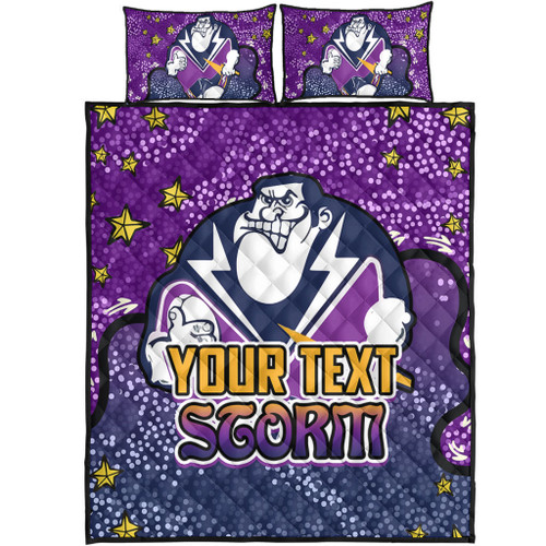 Melbourne Storm Custom Quilt Bed Set - Team With Dot And Star Patterns For Tough Fan Quilt Bed Set Melbourne Storm Custom Quilt Bed Set - Team With Dot And Star Patterns For Tough Fan Quilt Bed Set