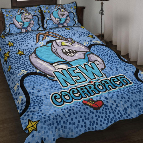New South Wales Cockroaches Custom Quilt Bed Set - Team With Dot And Star Patterns For Tough Fan Quilt Bed Set
