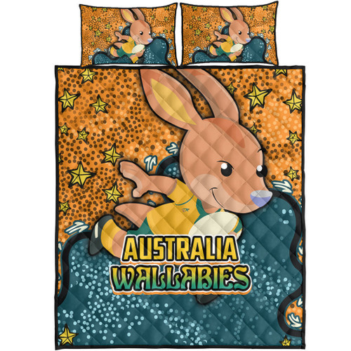 Australia Wallabies Custom Quilt Bed Set - Team With Dot And Star Patterns For Tough Fan Quilt Bed Set Australia Wallabies Custom Quilt Bed Set - Team With Dot And Star Patterns For Tough Fan Quilt Bed Set