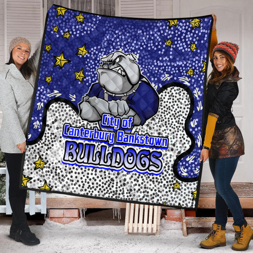 Canterbury-Bankstown Bulldogs Custom Quilt - Team With Dot And Star Patterns For Tough Fan Quilt