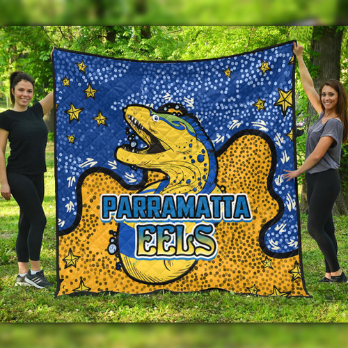 Parramatta Eels Custom Quilt - Team With Dot And Star Patterns For Tough Fan Quilt Parramatta Eels Custom Quilt - Team With Dot And Star Patterns For Tough Fan Quilt
