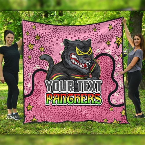 Penrith Panthers Custom Quilt - Team With Dot And Star Patterns For Tough Fan Quilt Penrith Panthers Custom Quilt - Team With Dot And Star Patterns For Tough Fan Quilt
