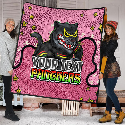 Penrith Panthers Custom Quilt - Team With Dot And Star Patterns For Tough Fan Quilt Penrith Panthers Custom Quilt - Team With Dot And Star Patterns For Tough Fan Quilt