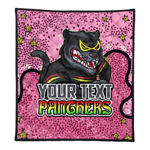 Penrith Panthers Custom Quilt - Team With Dot And Star Patterns For Tough Fan Quilt Penrith Panthers Custom Quilt - Team With Dot And Star Patterns For Tough Fan Quilt