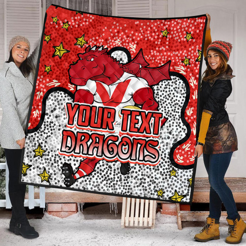 St. George Illawarra Dragons Custom Quilt - Team With Dot And Star Patterns For Tough Fan Quilt St. George Illawarra Dragons Custom Quilt - Team With Dot And Star Patterns For Tough Fan Quilt