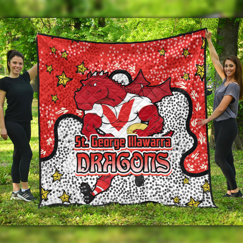 St. George Illawarra Dragons Custom Quilt - Team With Dot And Star Patterns For Tough Fan Quilt St. George Illawarra Dragons Custom Quilt - Team With Dot And Star Patterns For Tough Fan Quilt