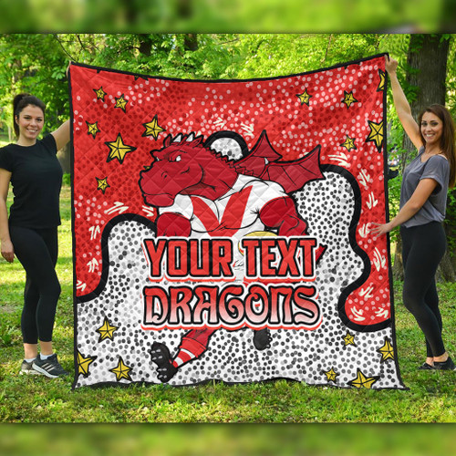 St. George Illawarra Dragons Custom Quilt - Team With Dot And Star Patterns For Tough Fan Quilt St. George Illawarra Dragons Custom Quilt - Team With Dot And Star Patterns For Tough Fan Quilt