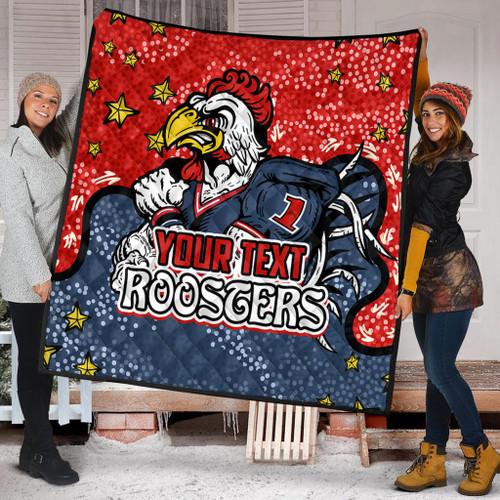 Sydney Roosters Custom Quilt - Team With Dot And Star Patterns For Tough Fan Quilt Sydney Roosters Custom Quilt - Team With Dot And Star Patterns For Tough Fan Quilt