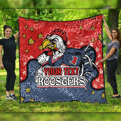 Sydney Roosters Custom Quilt - Team With Dot And Star Patterns For Tough Fan Quilt Sydney Roosters Custom Quilt - Team With Dot And Star Patterns For Tough Fan Quilt