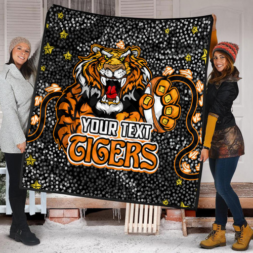 Wests Tigers Custom Quilt - Team With Dot And Star Patterns For Tough Fan Quilt Wests Tigers Custom Quilt - Team With Dot And Star Patterns For Tough Fan Quilt