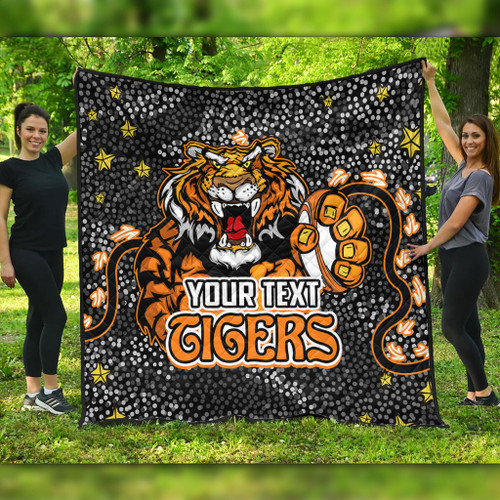 Wests Tigers Custom Quilt - Team With Dot And Star Patterns For Tough Fan Quilt Wests Tigers Custom Quilt - Team With Dot And Star Patterns For Tough Fan Quilt