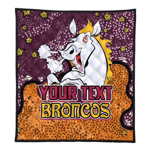 Brisbane Broncos Custom Quilt - Team With Dot And Star Patterns For Tough Fan Quilt Brisbane Broncos Custom Quilt - Team With Dot And Star Patterns For Tough Fan Quilt