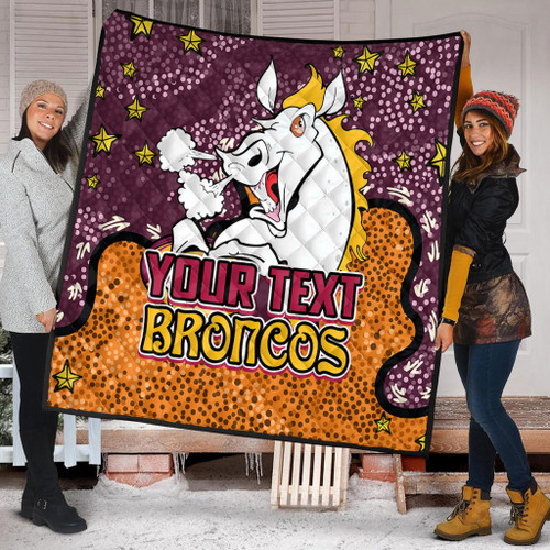 Brisbane Broncos Custom Quilt - Team With Dot And Star Patterns For Tough Fan Quilt Brisbane Broncos Custom Quilt - Team With Dot And Star Patterns For Tough Fan Quilt