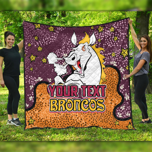 Brisbane Broncos Custom Quilt - Team With Dot And Star Patterns For Tough Fan Quilt Brisbane Broncos Custom Quilt - Team With Dot And Star Patterns For Tough Fan Quilt