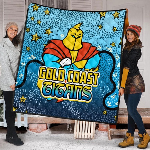 Gold Coast Titans Custom Quilt - Team With Dot And Star Patterns For Tough Fan Quilt