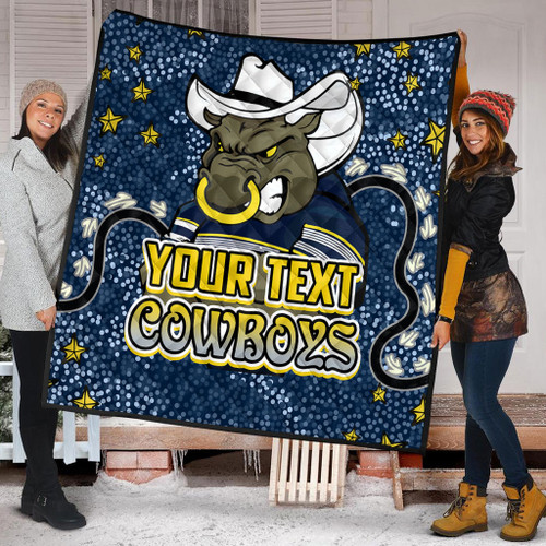 North Queensland Cowboys Custom Quilt - Team With Dot And Star Patterns For Tough Fan Quilt North Queensland Cowboys Custom Quilt - Team With Dot And Star Patterns For Tough Fan Quilt