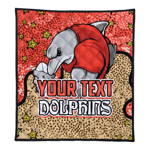 Redcliffe Dolphins Custom Quilt - Team With Dot And Star Patterns For Tough Fan Quilt Redcliffe Dolphins Custom Quilt - Team With Dot And Star Patterns For Tough Fan Quilt