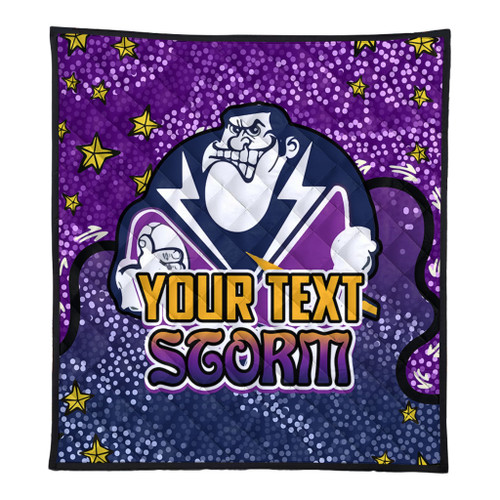 Melbourne Storm Custom Quilt - Team With Dot And Star Patterns For Tough Fan Quilt Melbourne Storm Custom Quilt - Team With Dot And Star Patterns For Tough Fan Quilt