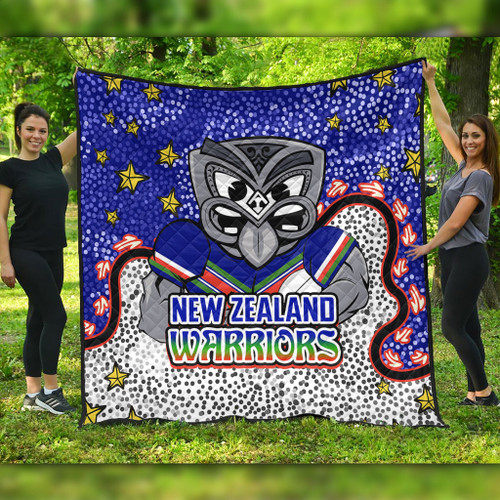 New Zealand Warriors Custom Quilt - Team With Dot And Star Patterns For Tough Fan Quilt New Zealand Warriors Custom Quilt - Team With Dot And Star Patterns For Tough Fan Quilt