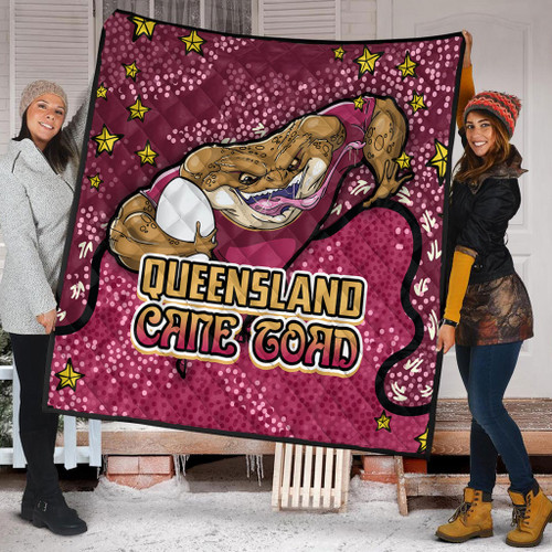 Queensland Cane Toads Custom Quilt - Team With Dot And Star Patterns For Tough Fan Quilt