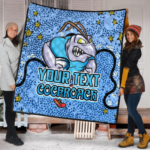 New South Wales Cockroaches Custom Quilt - Team With Dot And Star Patterns For Tough Fan Quilt New South Wales Cockroaches Custom Quilt - Team With Dot And Star Patterns For Tough Fan Quilt