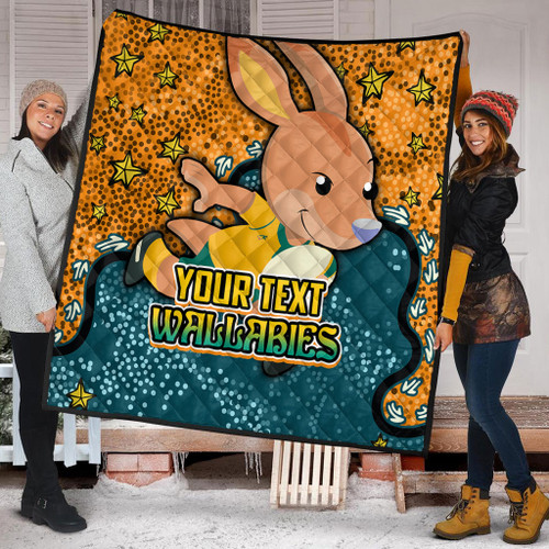 Australia Wallabies Custom Quilt - Team With Dot And Star Patterns For Tough Fan Quilt Australia Wallabies Custom Quilt - Team With Dot And Star Patterns For Tough Fan Quilt