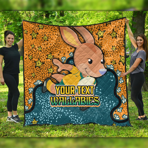 Australia Wallabies Custom Quilt - Team With Dot And Star Patterns For Tough Fan Quilt Australia Wallabies Custom Quilt - Team With Dot And Star Patterns For Tough Fan Quilt