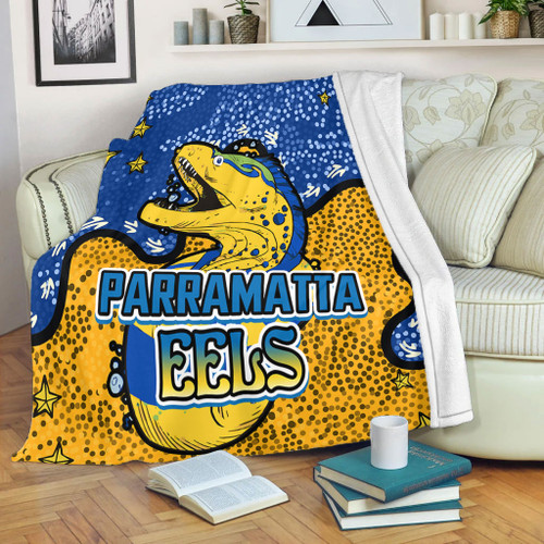 Parramatta Eels Custom Blanket - Team With Dot And Star Patterns For Tough Fan Blanket Parramatta Eels Custom Blanket - Team With Dot And Star Patterns For Tough Fan Blanket