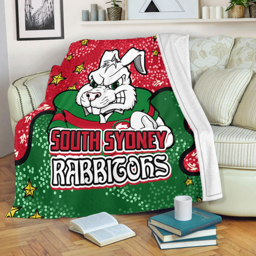 South Sydney Rabbitohs Blanket - Team With Dot And Star Patterns For Tough Fan Blanket South Sydney Rabbitohs Blanket - Team With Dot And Star Patterns For Tough Fan Blanket