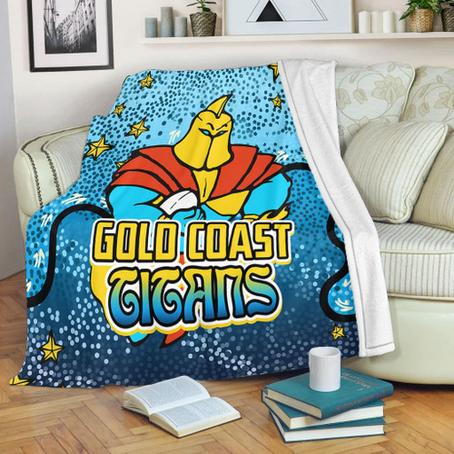 Gold Coast Titans Custom Blanket - Team With Dot And Star Patterns For Tough Fan Blanket Gold Coast Titans Custom Blanket - Team With Dot And Star Patterns For Tough Fan Blanket