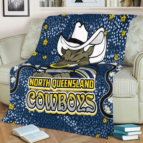 North Queensland Cowboys Custom Blanket - Team With Dot And Star Patterns For Tough Fan Blanket