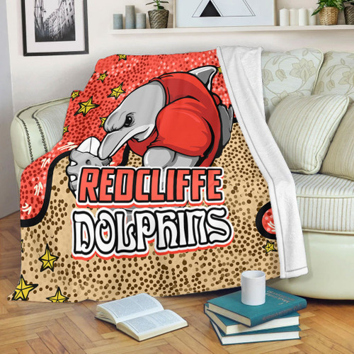 Redcliffe Dolphins Custom Blanket - Team With Dot And Star Patterns For Tough Fan Blanket Redcliffe Dolphins Custom Blanket - Team With Dot And Star Patterns For Tough Fan Blanket
