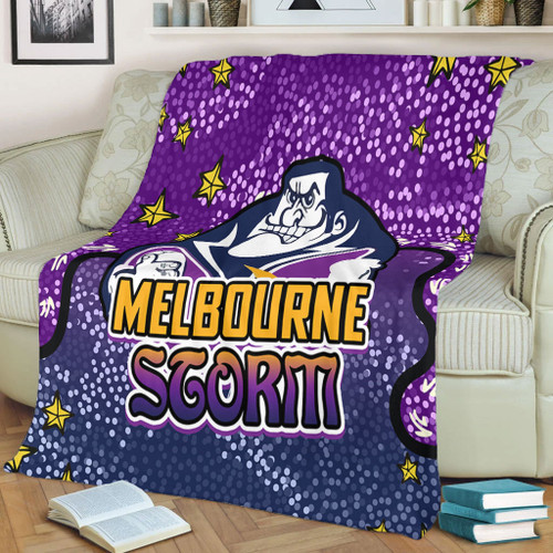 Melbourne Storm Custom Blanket - Team With Dot And Star Patterns For Tough Fan Blanket