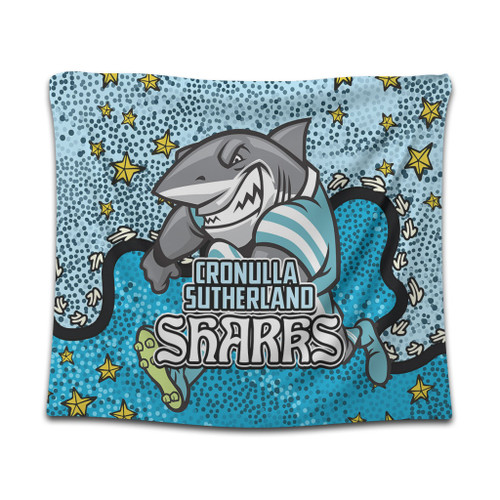 Cronulla-Sutherland Sharks Custom Tapestry - Team With Dot And Star Patterns For Tough Fan Tapestry