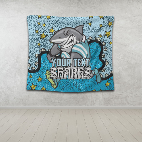 Cronulla-Sutherland Sharks Custom Tapestry - Team With Dot And Star Patterns For Tough Fan Tapestry