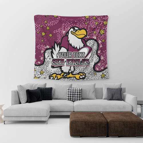 Manly Warringah Sea Eagles Tapestry - Team With Dot And Star Patterns For Tough Fan Tapestry Manly Warringah Sea Eagles Tapestry - Team With Dot And Star Patterns For Tough Fan Tapestry