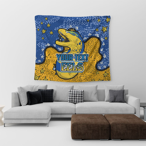 Parramatta Eels Custom Tapestry - Team With Dot And Star Patterns For Tough Fan Tapestry Parramatta Eels Custom Tapestry - Team With Dot And Star Patterns For Tough Fan Tapestry