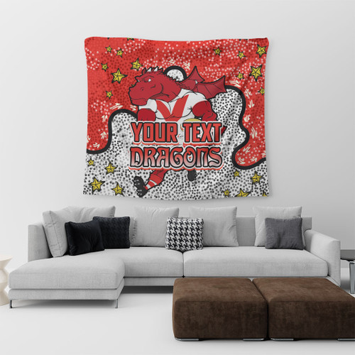 St. George Illawarra Dragons Custom Tapestry - Team With Dot And Star Patterns For Tough Fan Tapestry St. George Illawarra Dragons Custom Tapestry - Team With Dot And Star Patterns For Tough Fan Tapestry