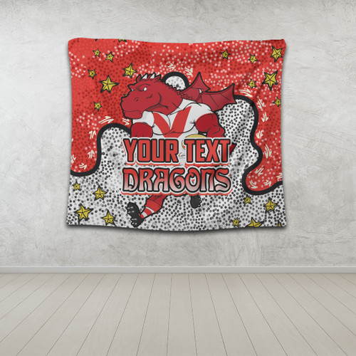 St. George Illawarra Dragons Custom Tapestry - Team With Dot And Star Patterns For Tough Fan Tapestry St. George Illawarra Dragons Custom Tapestry - Team With Dot And Star Patterns For Tough Fan Tapestry
