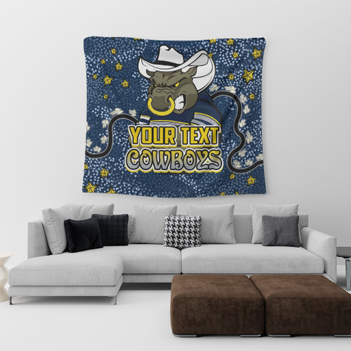North Queensland Cowboys Custom Tapestry - Team With Dot And Star Patterns For Tough Fan Tapestry North Queensland Cowboys Custom Tapestry - Team With Dot And Star Patterns For Tough Fan Tapestry