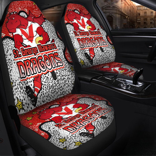 St. George Illawarra Dragons Custom Car Seat Cover - Team With Dot And Star Patterns For Tough Fan Car Seat Cover