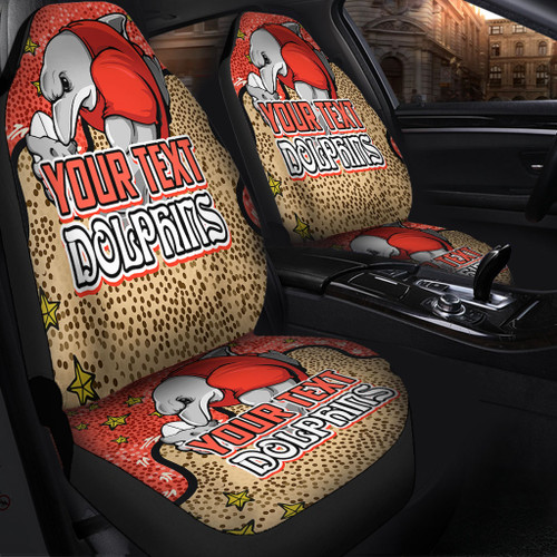 Redcliffe Dolphins Custom Car Seat Cover - Team With Dot And Star Patterns For Tough Fan Car Seat Cover Redcliffe Dolphins Custom Car Seat Cover - Team With Dot And Star Patterns For Tough Fan Car Seat Cover