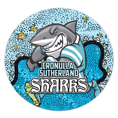 Cronulla-Sutherland Sharks Custom Round Rug - Team With Dot And Star Patterns For Tough Fan Round Rug